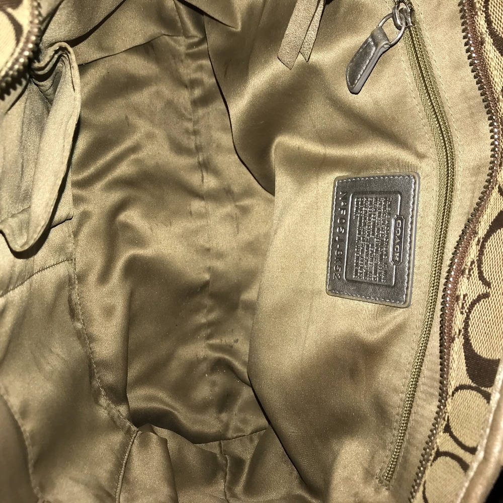 COACH Brown Canvas Tote with Sequins - Picture 4 of 6